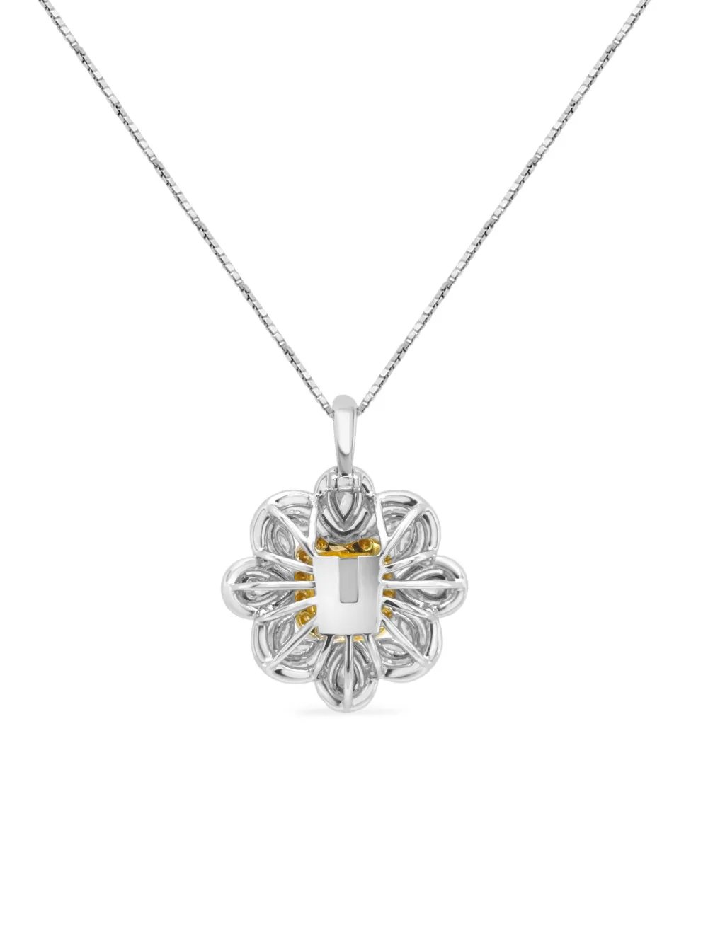 Hyt Jewelry 18k White And Yellow Gold Diamond Ring Pendant In Metallic