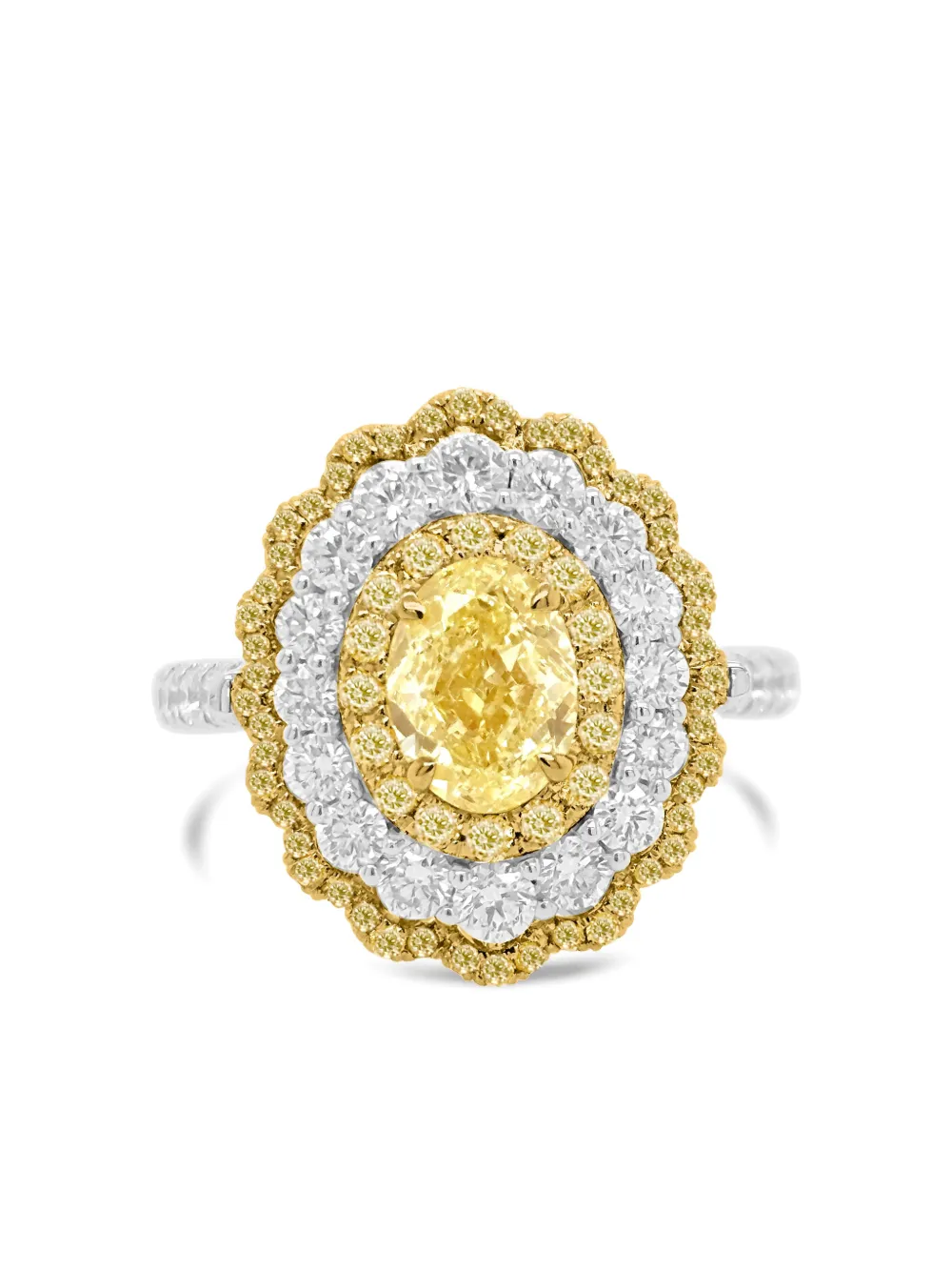 HYT Jewelry Pendente ad anello in oro bianco e giallo 18 carati con diamanti - Argento