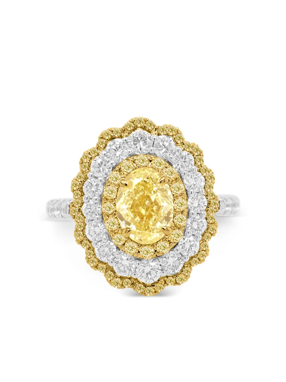 HYT Jewelry Pendente ad anello in oro bianco e giallo 18 carati con diamanti - Argento