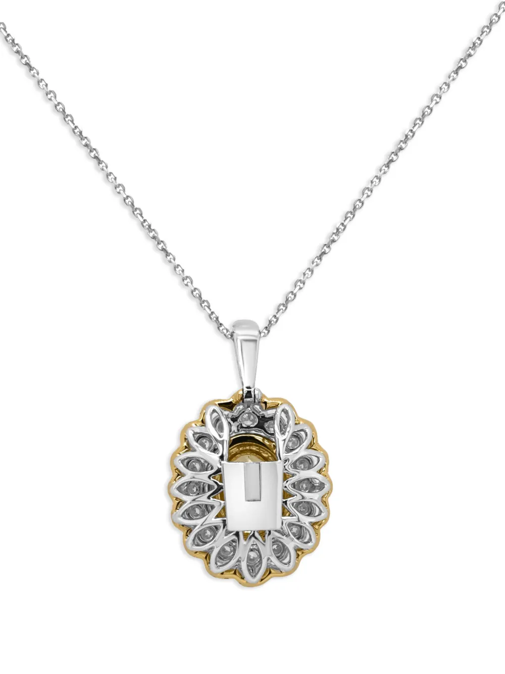 Hyt Jewelry 18k White And Yellow Gold Diamond Ring Pendant In Metallic