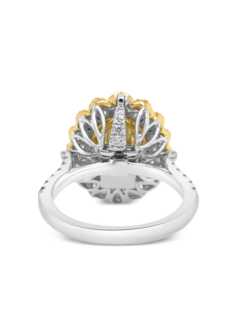 Hyt Jewelry 18k White And Yellow Gold Diamond Ring Pendant In Metallic