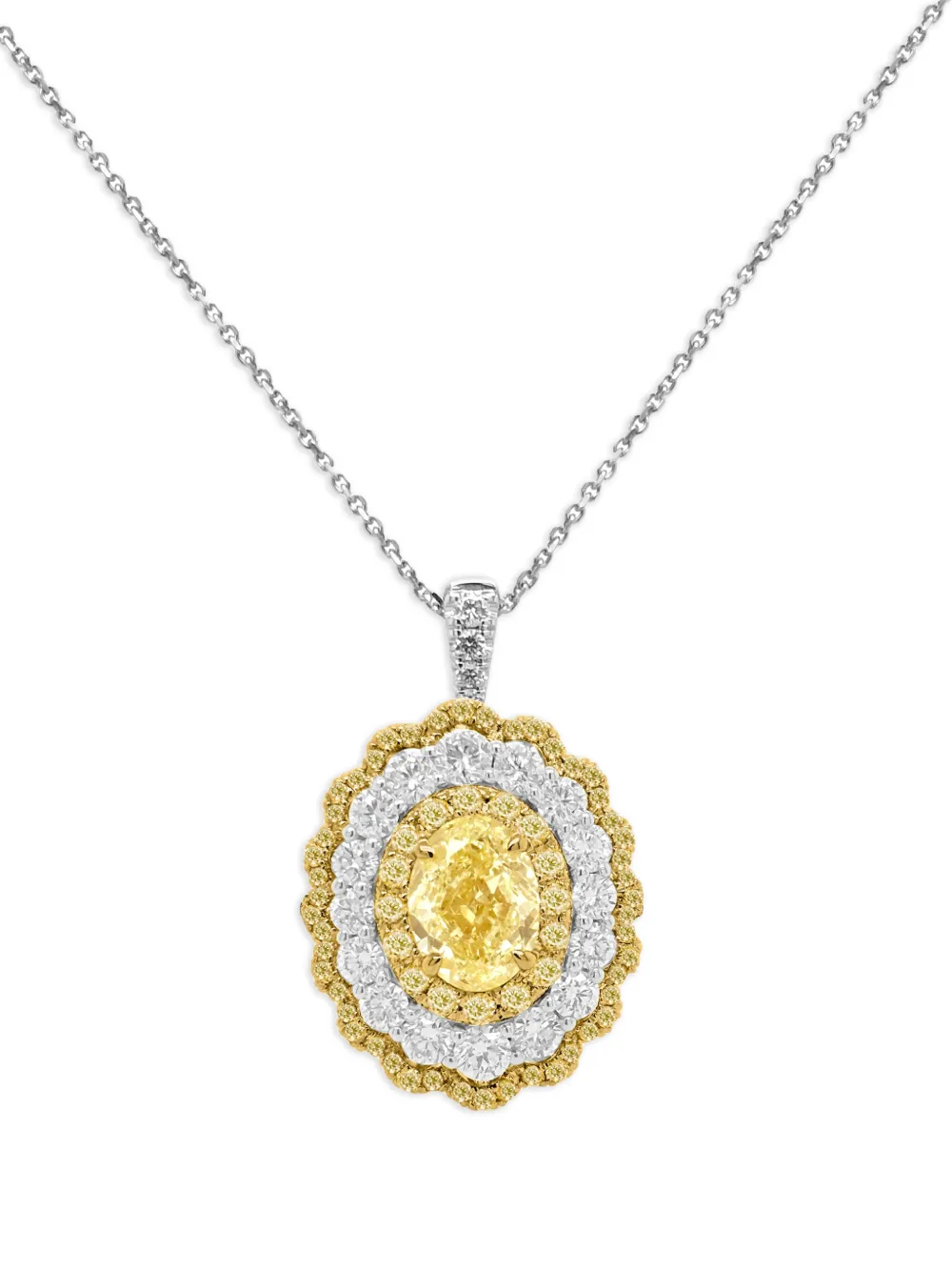 Hyt Jewelry 18k White And Yellow Gold Diamond Ring Pendant In Metallic