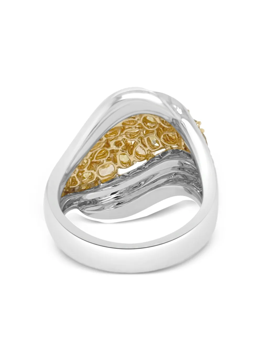 Hyt Jewelry 18k White And Yellow Gold Diamond Ring In Gold