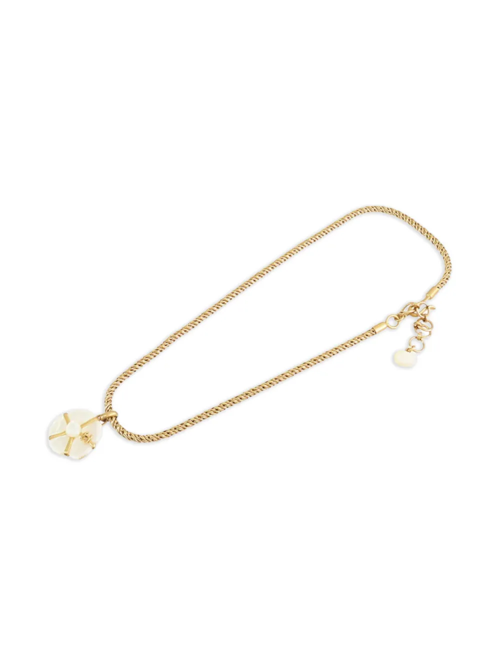 CHANEL Pre-Owned Collana placcata in oro con pendente Camellia in madreperla 2001