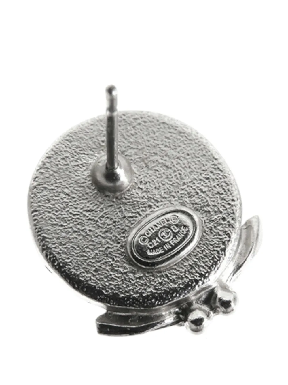 CHANEL Pre-owned 2021 Cc Silver Plated Crystal And Faux Pearl Push Back Earrings Costume Earrings In White