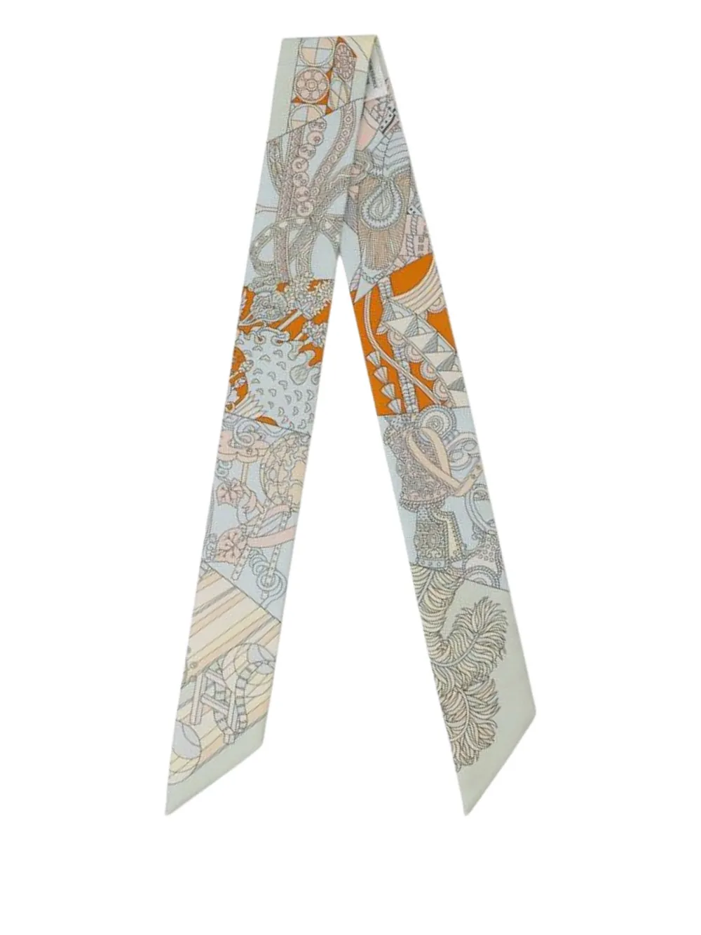 Pre-owned Hermes 2000-2025 De L Ombrelle Aux Duels Silk Twilly Scarf Scarves In Blue