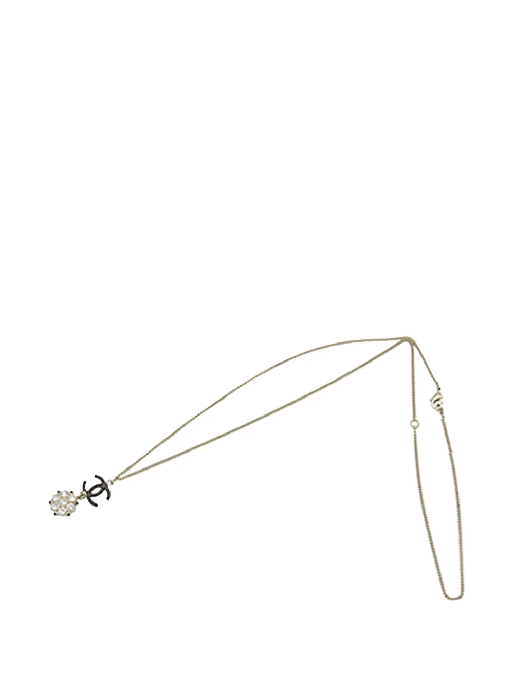 CHANEL Pre-Owned Collana CC con pendente a fiori e strass placcata oro 2019 - Nero
