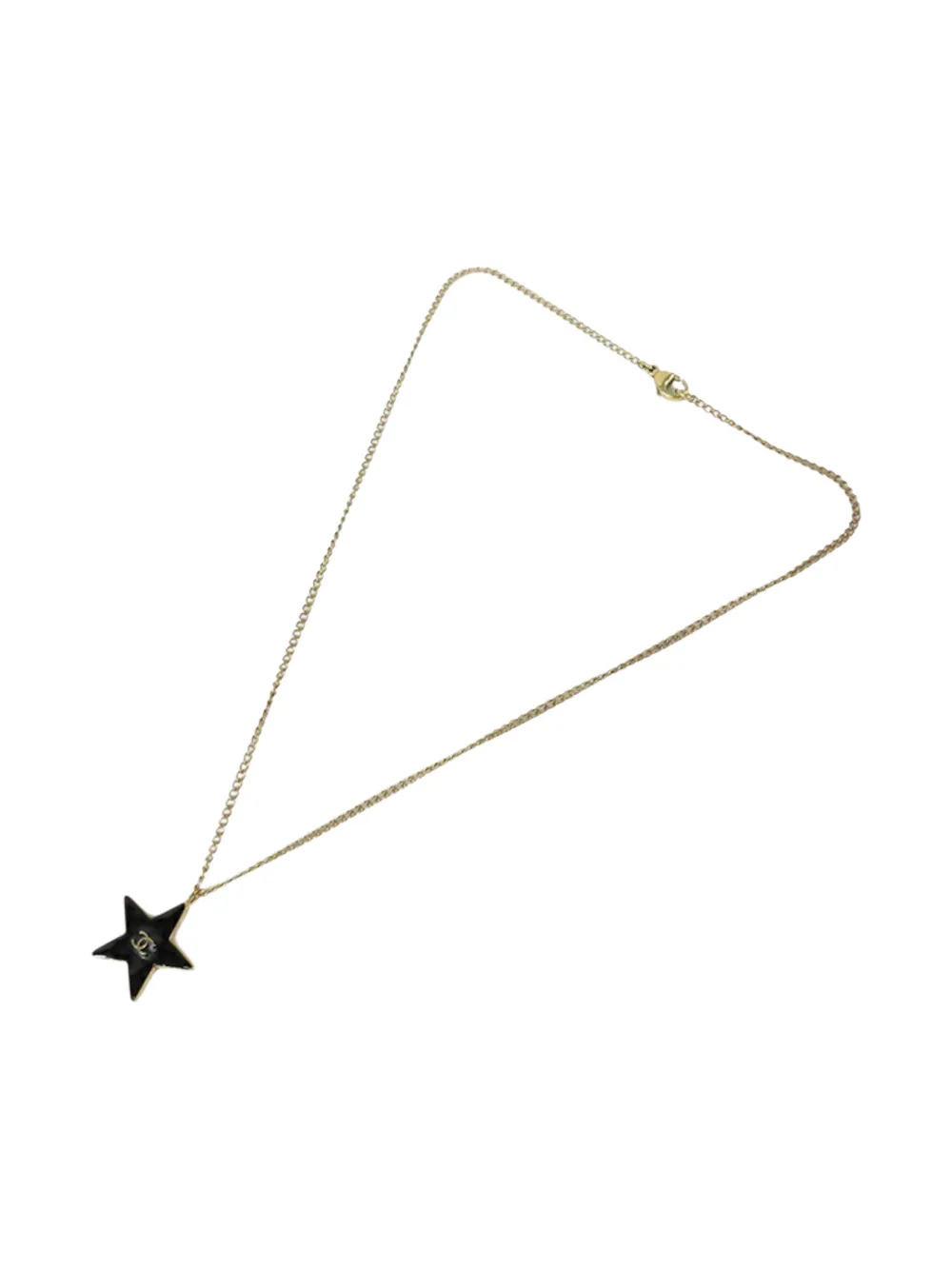 CHANEL Pre-Owned 2003 Gold Plated Enamel CC Logo Star Pendant Necklace