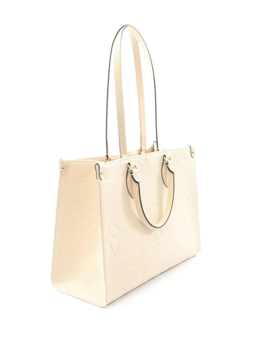 Pre-owned Louis Vuitton 2021-2025 Monogram Empreinte Onthego Mm Satchel In Brown