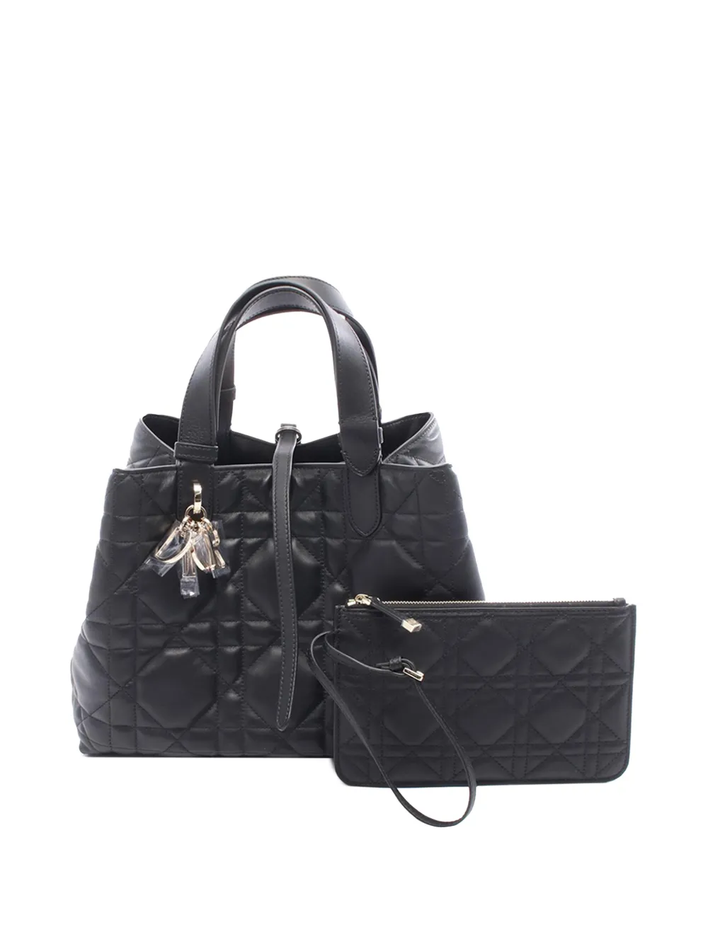 DIOR Pre-owned 2010-2025 Medium Calfskin Macrocannage Toujours Bag Tote Bag In Black
