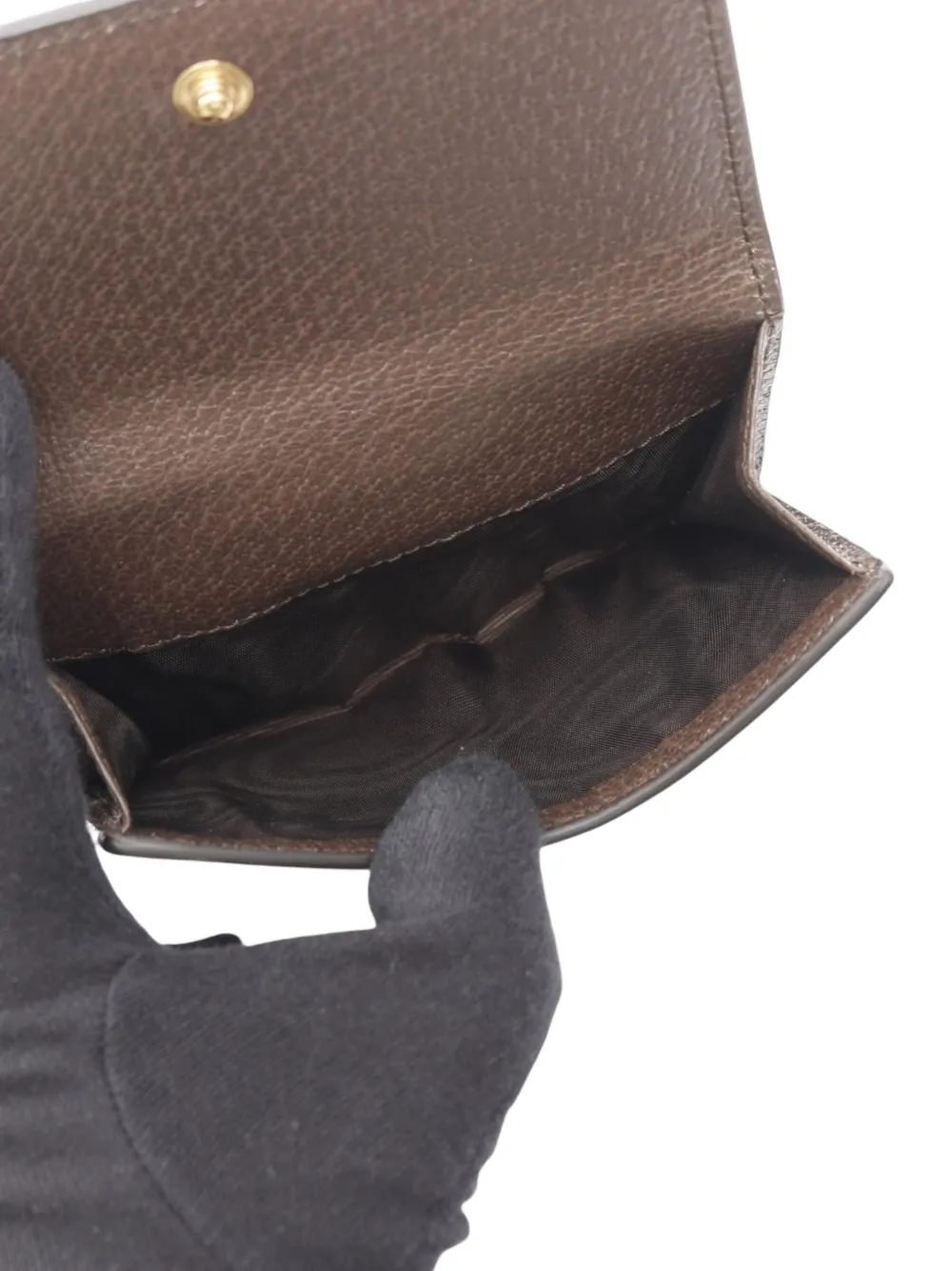 Pre-owned Gucci 2016-2025 Gg Ophidia Web Flap Wallet Small Wallets In Brown