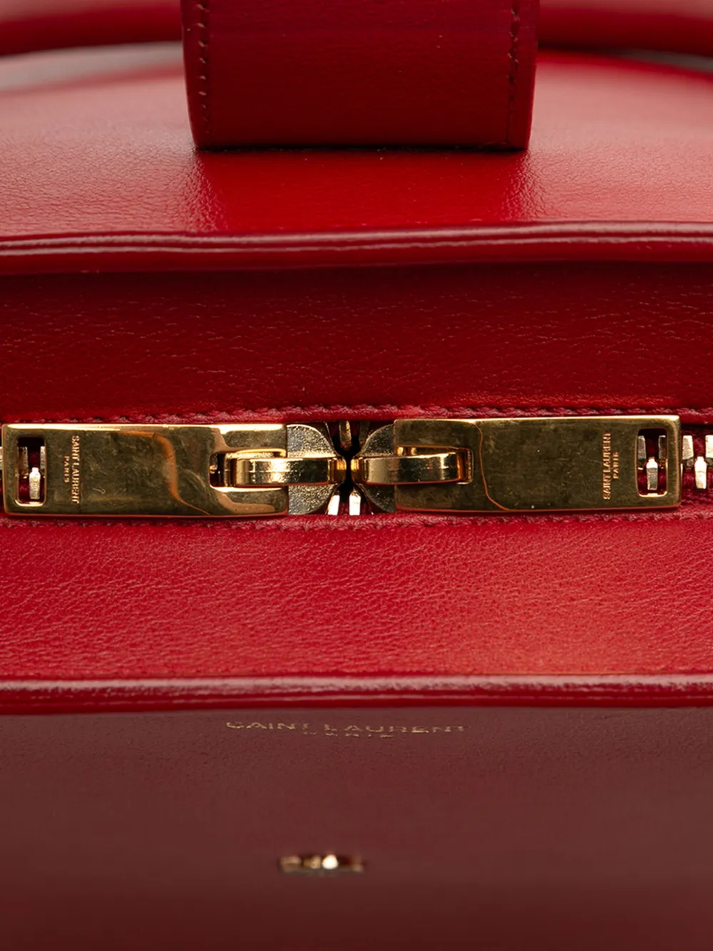 Pre-owned Saint Laurent 2014 Small Leather Monogram Cabas Satchel In Red