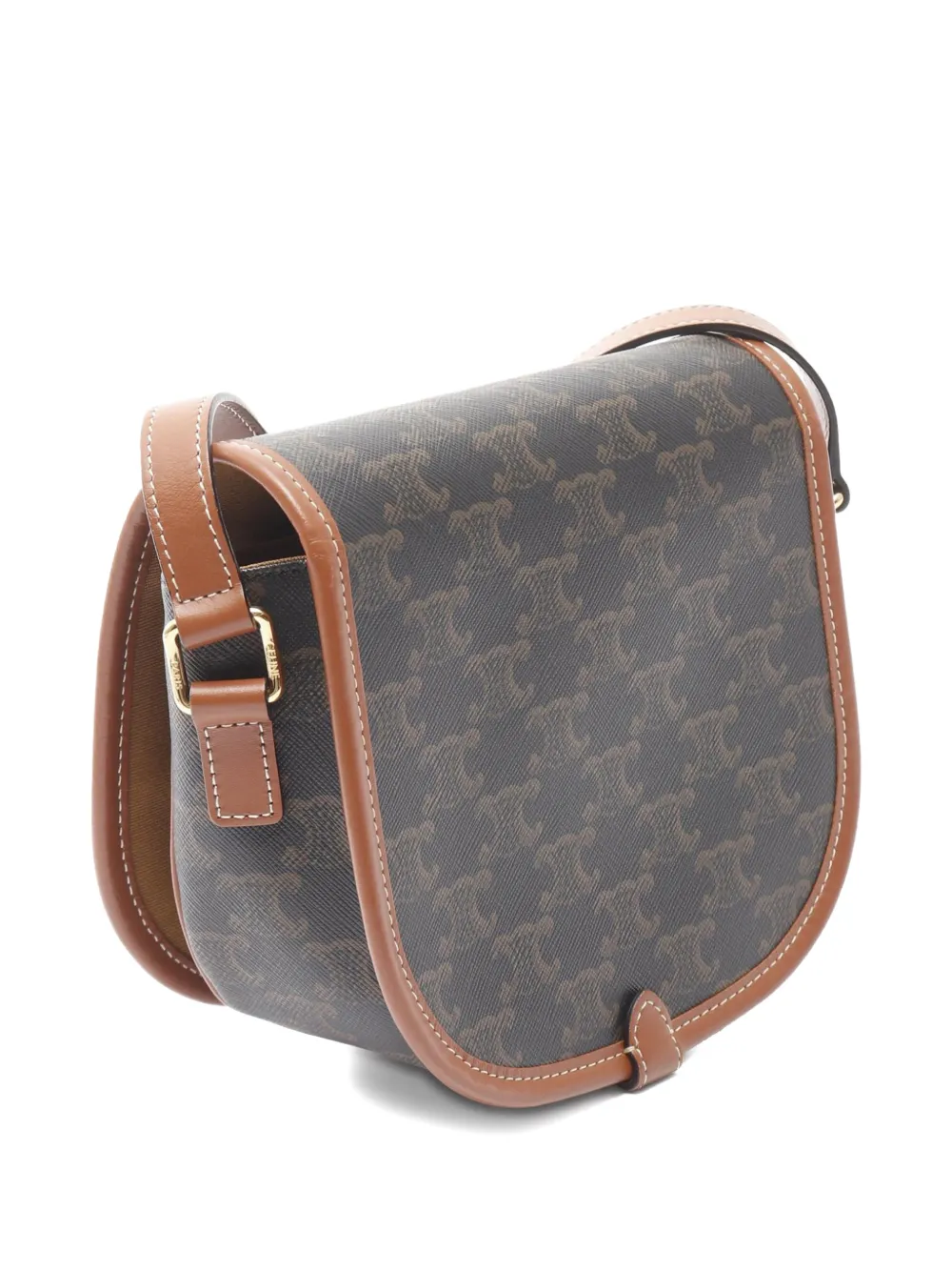 CELINE Pre-owned 2021-2025 Medium Triomphe Coated Canvas Folco Crossbody Bag In Black