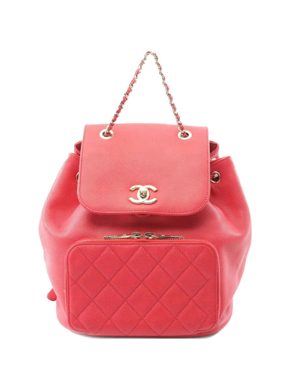 Pre-owned Chanel 2017-2018 Business Affinity Caviar Backpack In Red