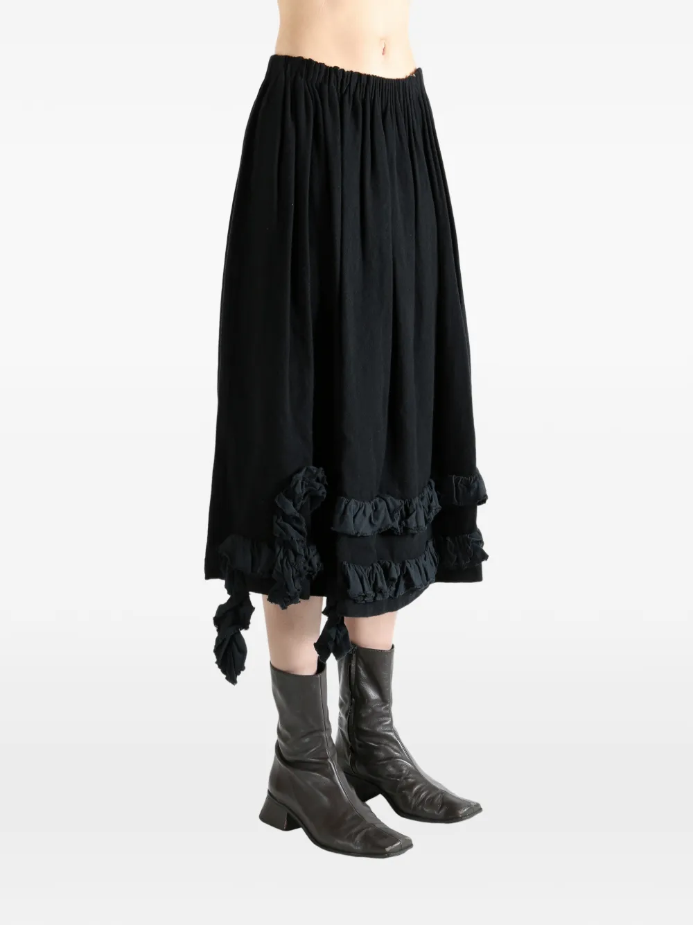 Comme Des Garçons Tao Ruffled Midi Skirt In Black