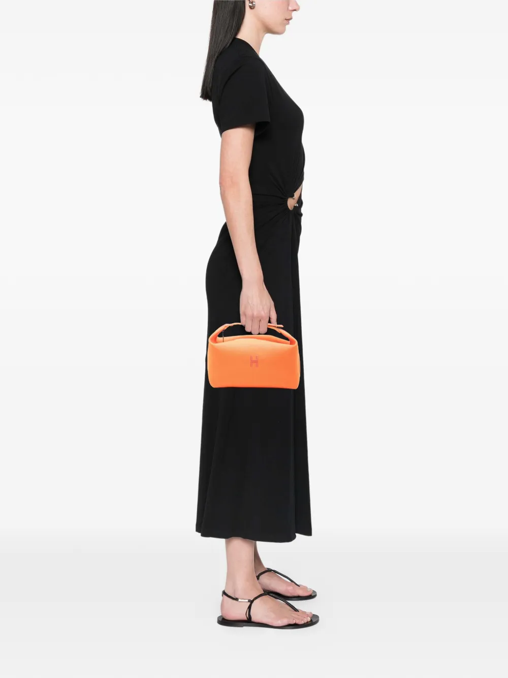 Pre-owned Hermes 2010-2025 Large Toile Bride A Brac Case Vanity Bag In Orange