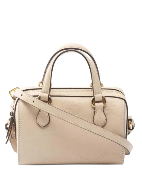 Gucci Pre-Owned 2016-2025 Super Mini Jumbo GG Embossed Leather Satchel handbag