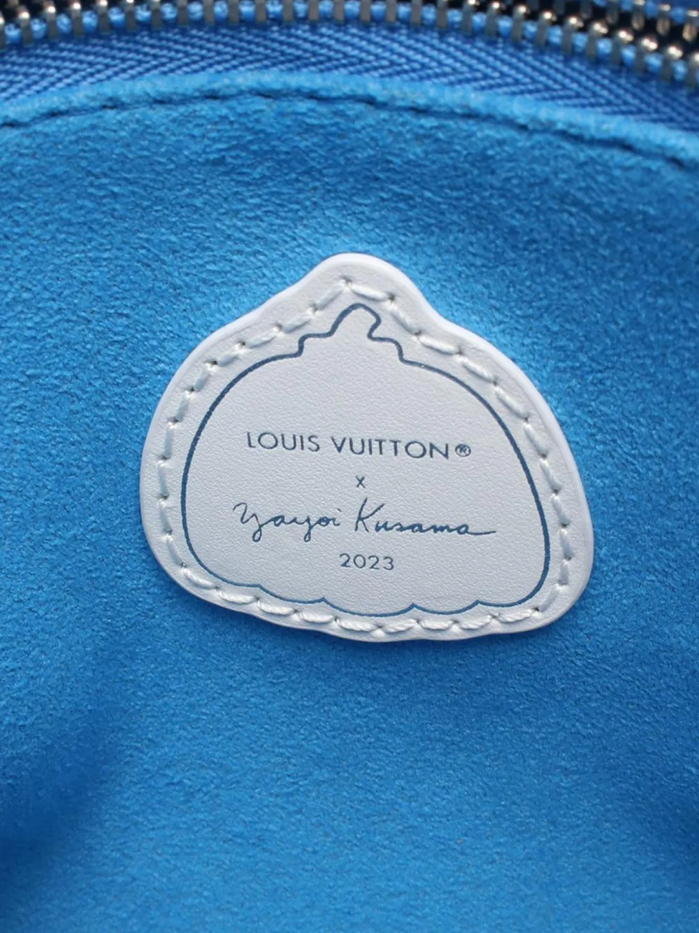 Pre-owned Louis Vuitton 2021-2025 X Yayoi Kusama Monogram Giant Empreinte Onthego Pm Satchel In Blue