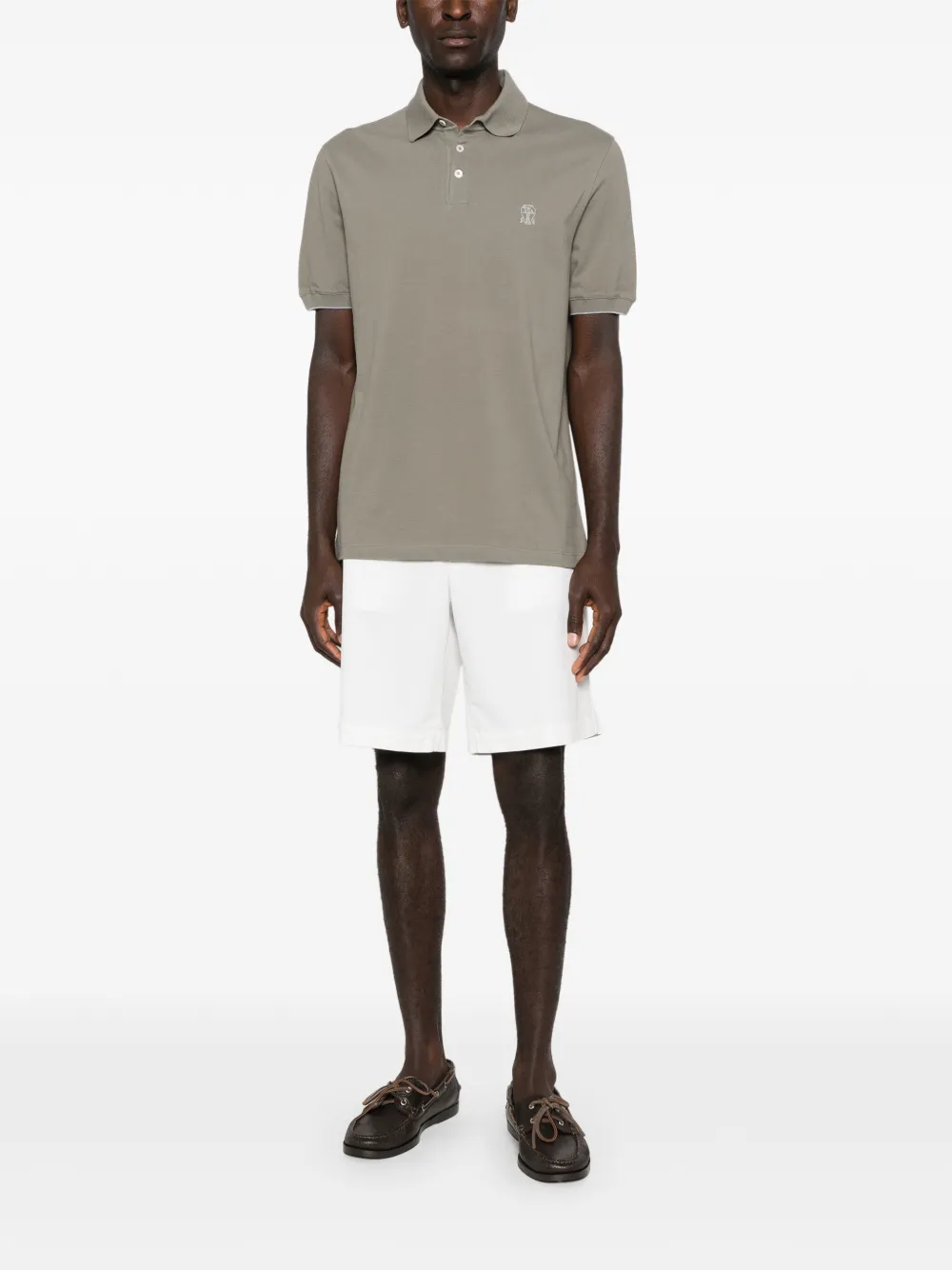 Brunello Cucinelli embroidered polo shirt - Groen