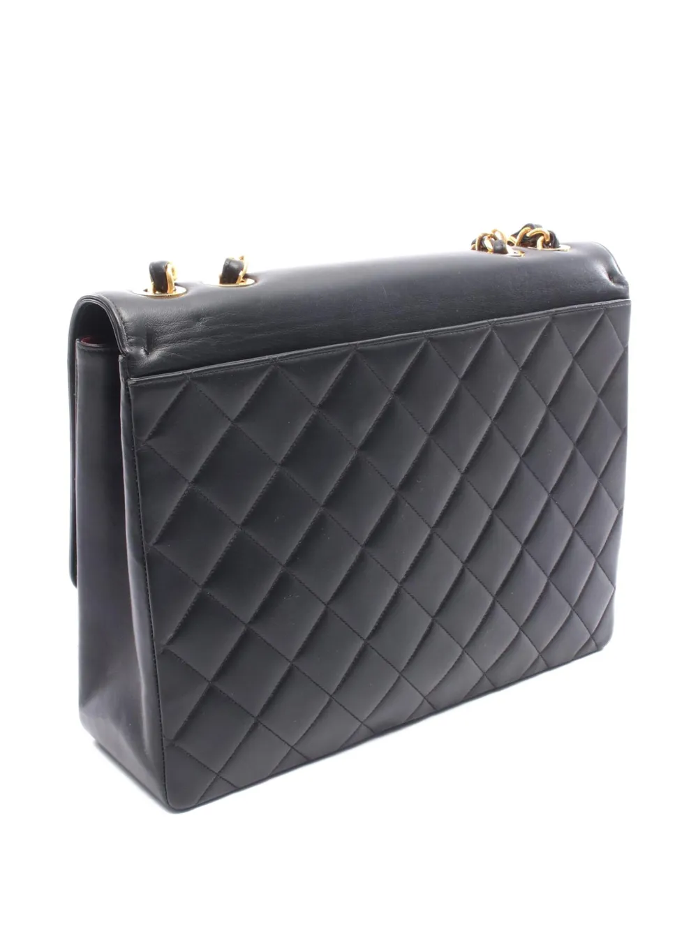 CHANEL Pre-owned 1991-1994 Maxi Jumbo Cc Quilted Lambskin Shoulder Bag In Black