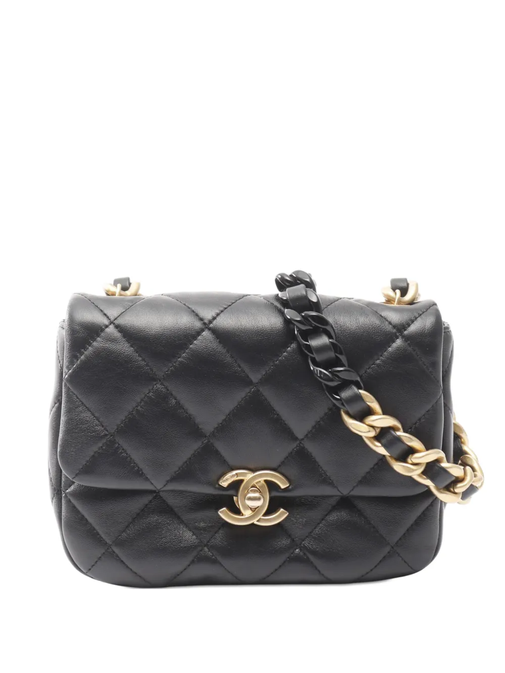 CHANEL Pre-Owned Borsa a tracolla Candy Chain Flap mini in pelle di agnello trapuntata 2021-2025 - Nero