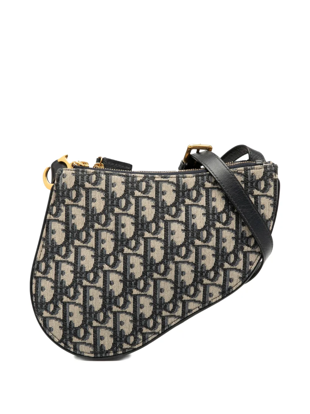 Christian Dior Pre-Owned 2019 オブリーク キャンバス サドル トリプルジップ ショルダーバッグ - ブルー Christian Dior Pre-Owned 2019 オブリーク キャンバス サドル トリプルジップ ショルダーバッグ - ブルー