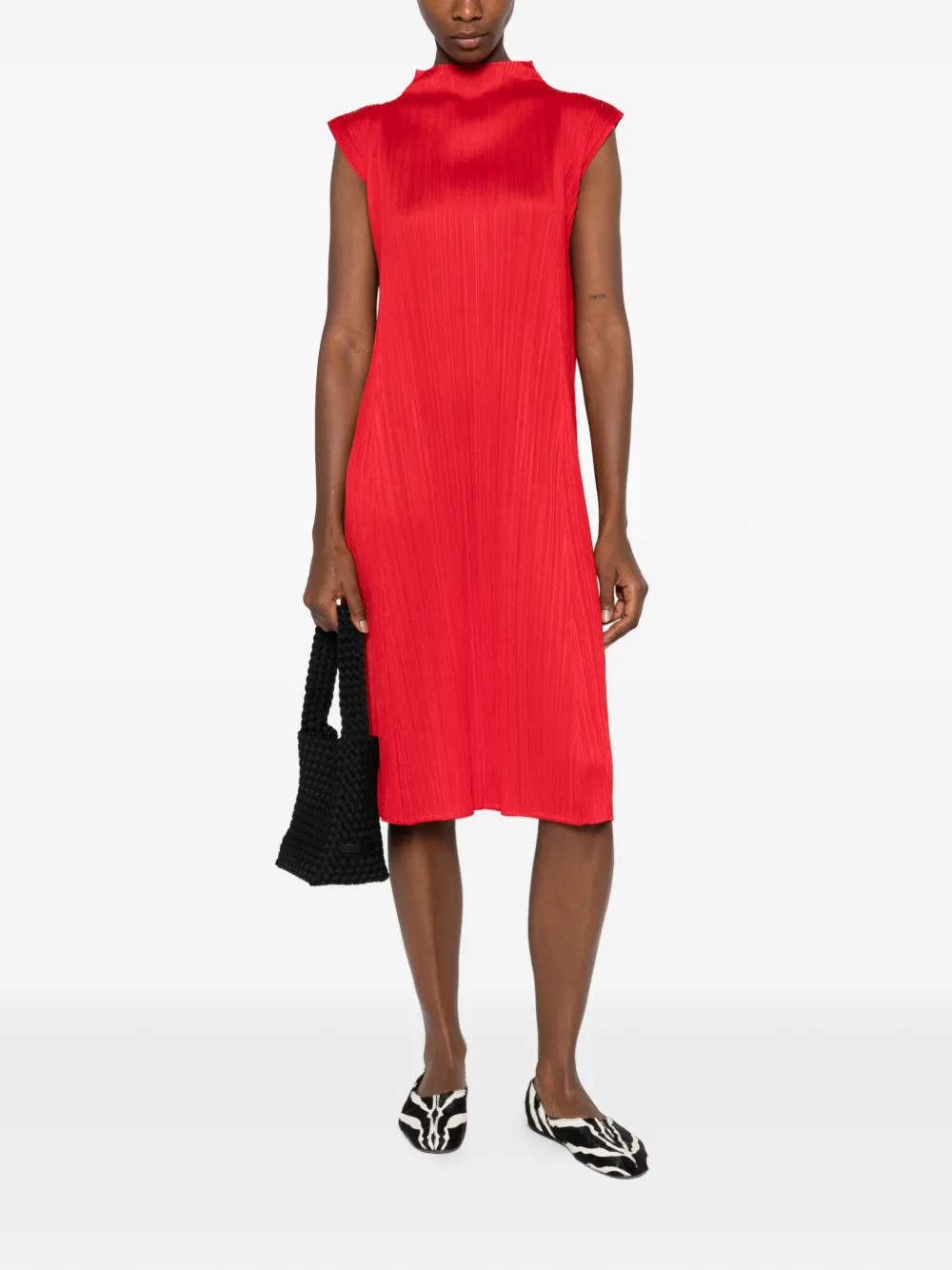 Pleats Please Issey Miyake Monthly Colors: November midi-jurk - Rood