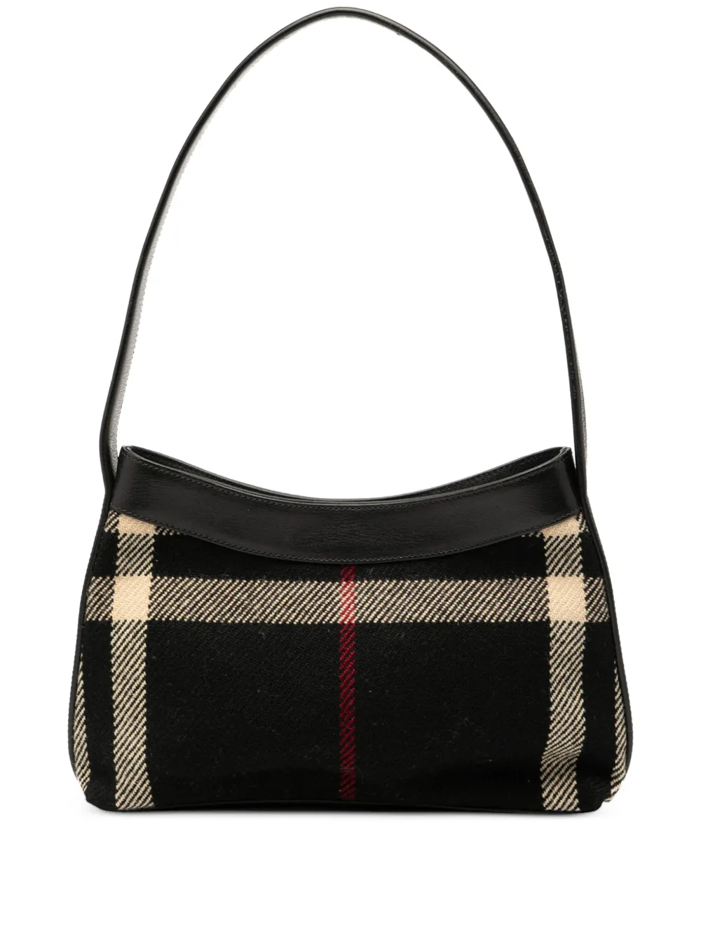 Burberry Pre-Owned 2000-2017 スーパーノバチェック ウール ショルダーバッグ - ブラック Burberry Pre-Owned 2000-2017 スーパーノバチェック ウール ショルダーバッグ - ブラック