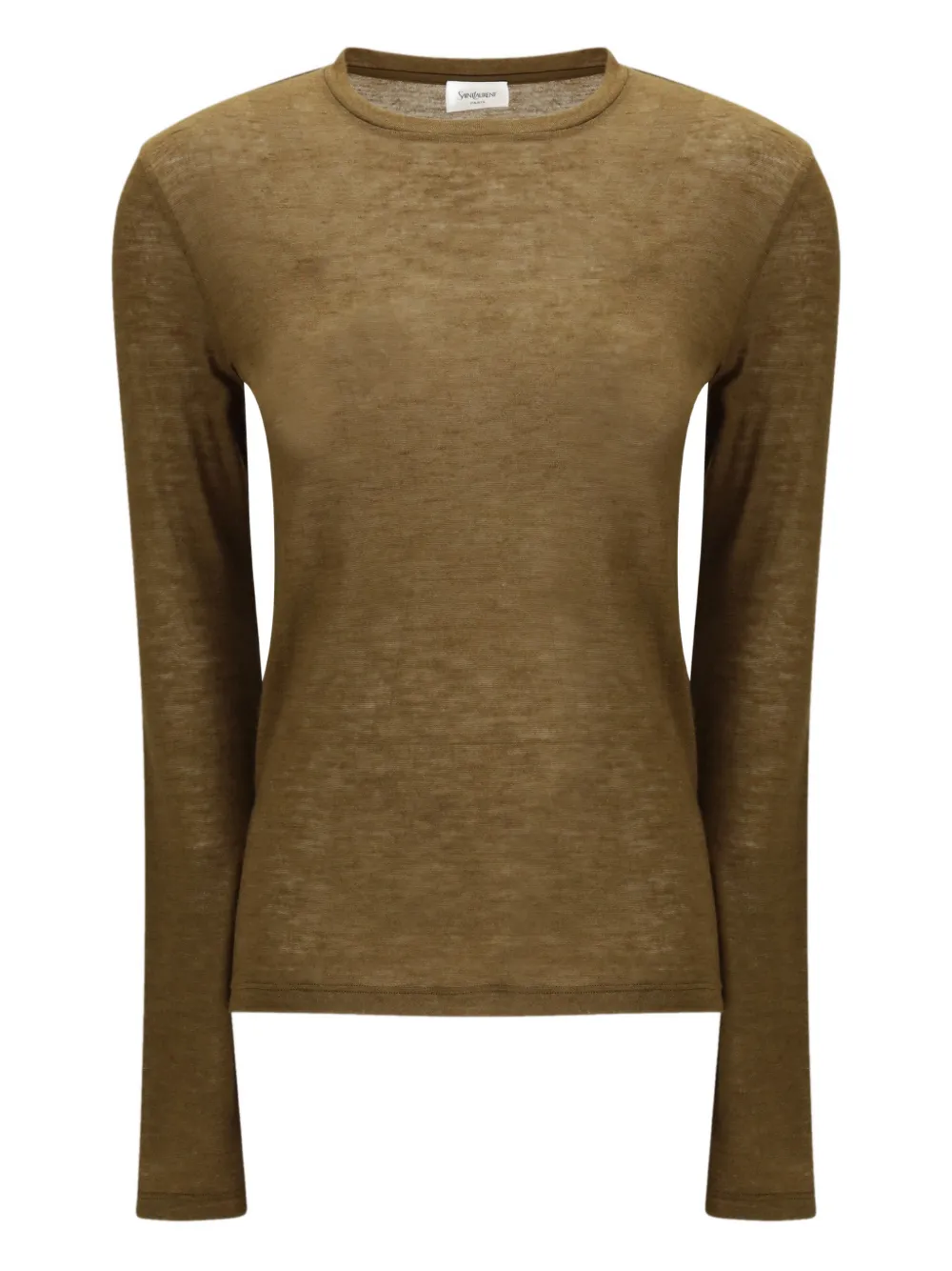 Saint Laurent Short-sleeved T-shirt In Cashmere And Silk In Brown
