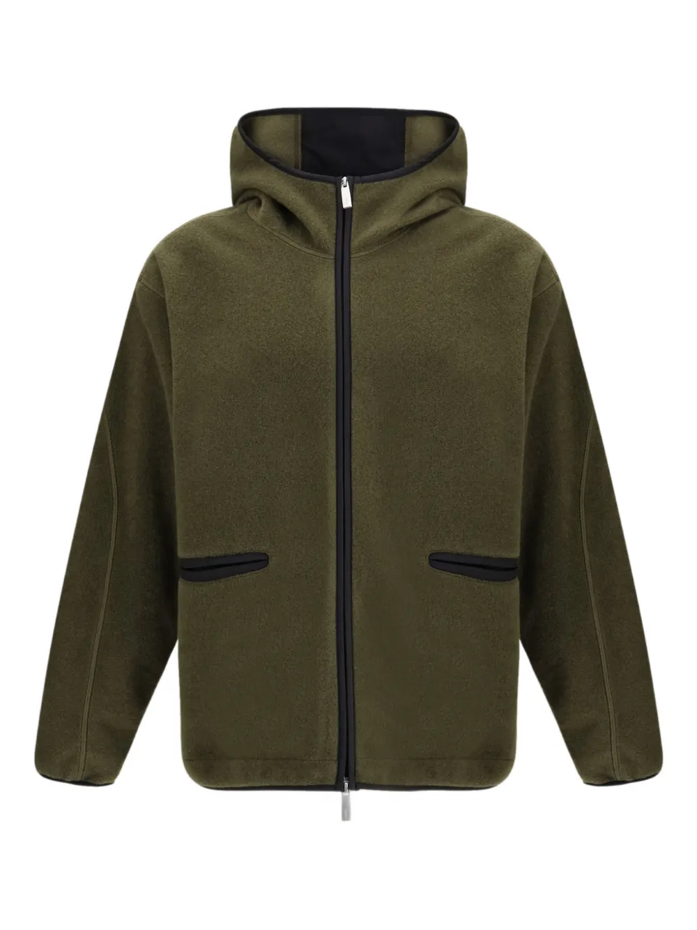 Laminar zip-up fleece hoodie | Green | Image 1