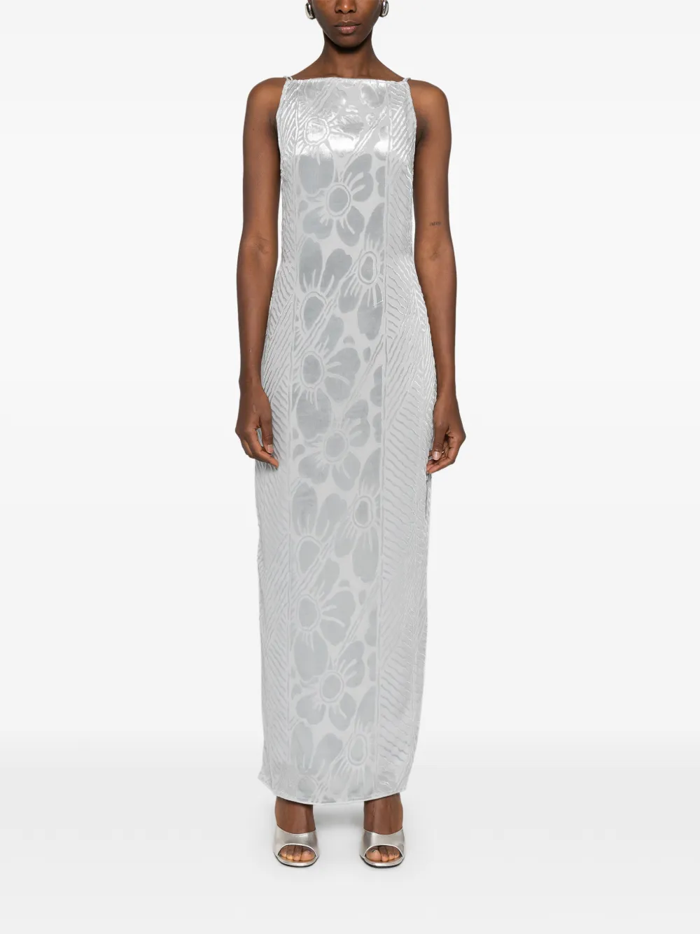 SIR. Maxi-jurk met bloemenprint Zilver