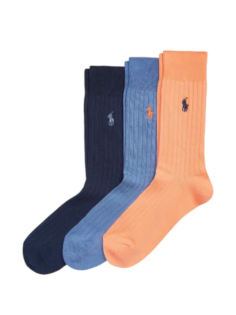 Polo Ralph Lauren ribbed logo-embroidered socks (set of three)