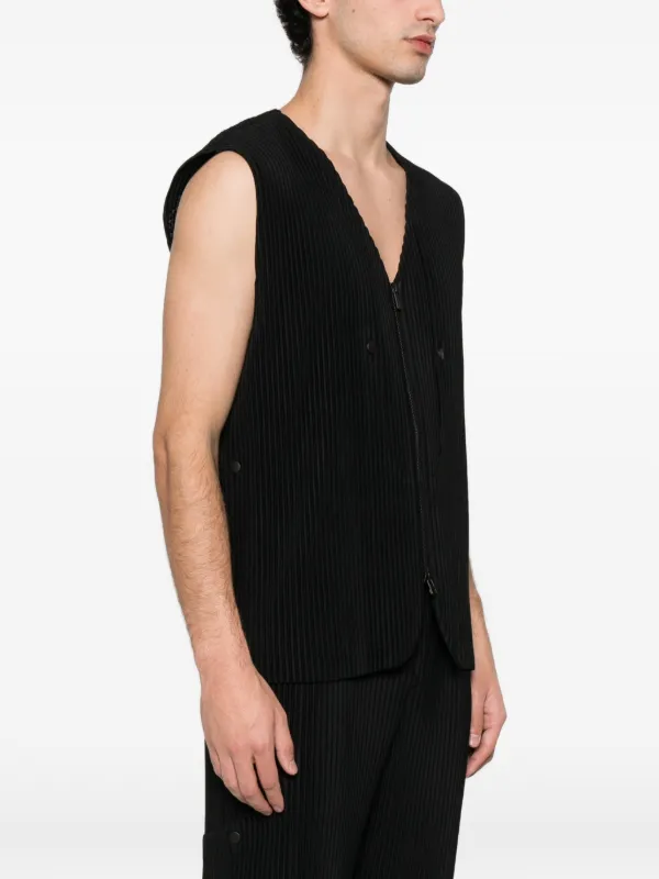 ISSEY MIYAKE HOMME PLISSE ベスト ブラック Homme Plissé Issey Miyake Quarry ジップベスト | ブラック | FARFETCH JP