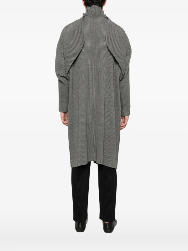 Homme Plissé Issey Miyake ファンネルネック コート | グレー