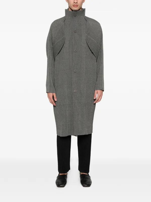 Homme Plissé Issey Miyake ファンネルネック コート | グレー