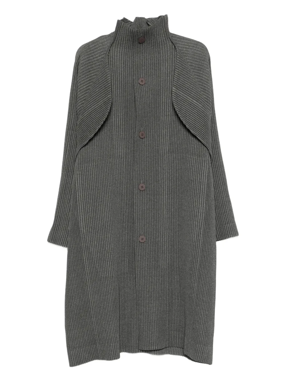 Homme Plissé Issey Miyake pleated funnel-neck coat - Grigio