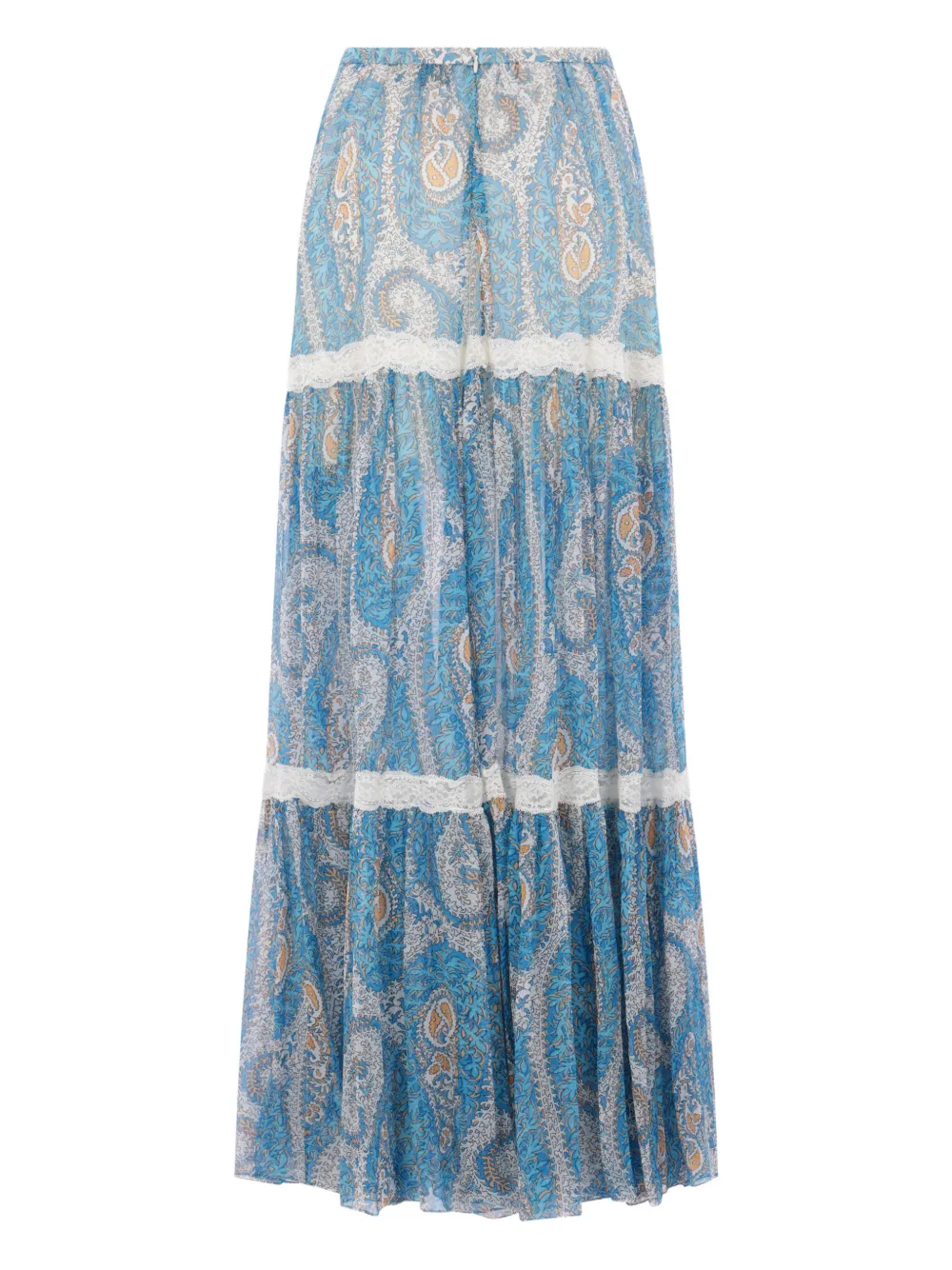 ETRO paisley lace maxi skirt - Blauw