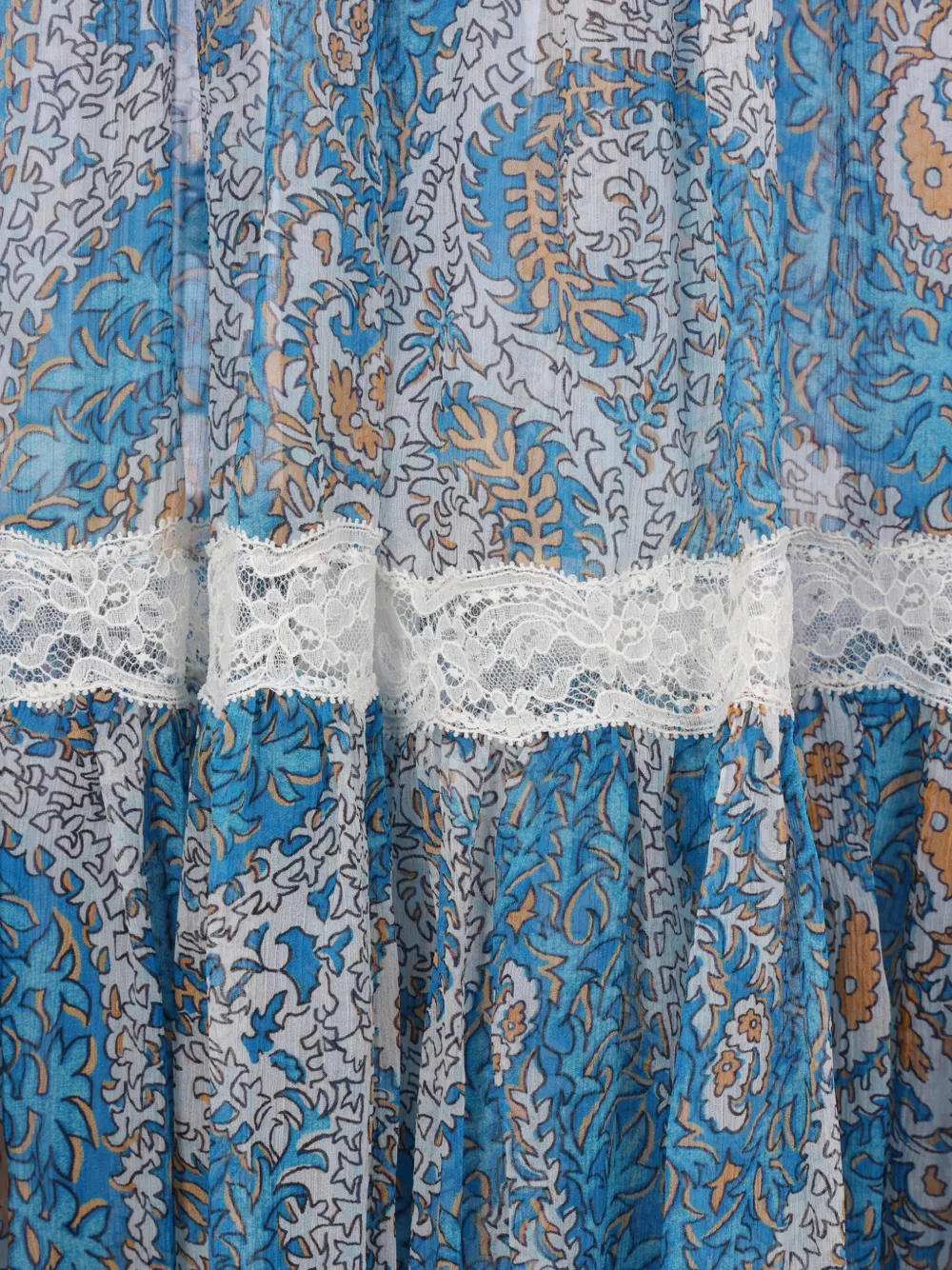  Etro Paisley Lace Maxi Skirt - Blue 