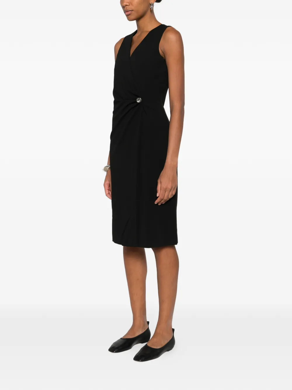 Calvin Klein Midi-jurk met V-hals Zwart
