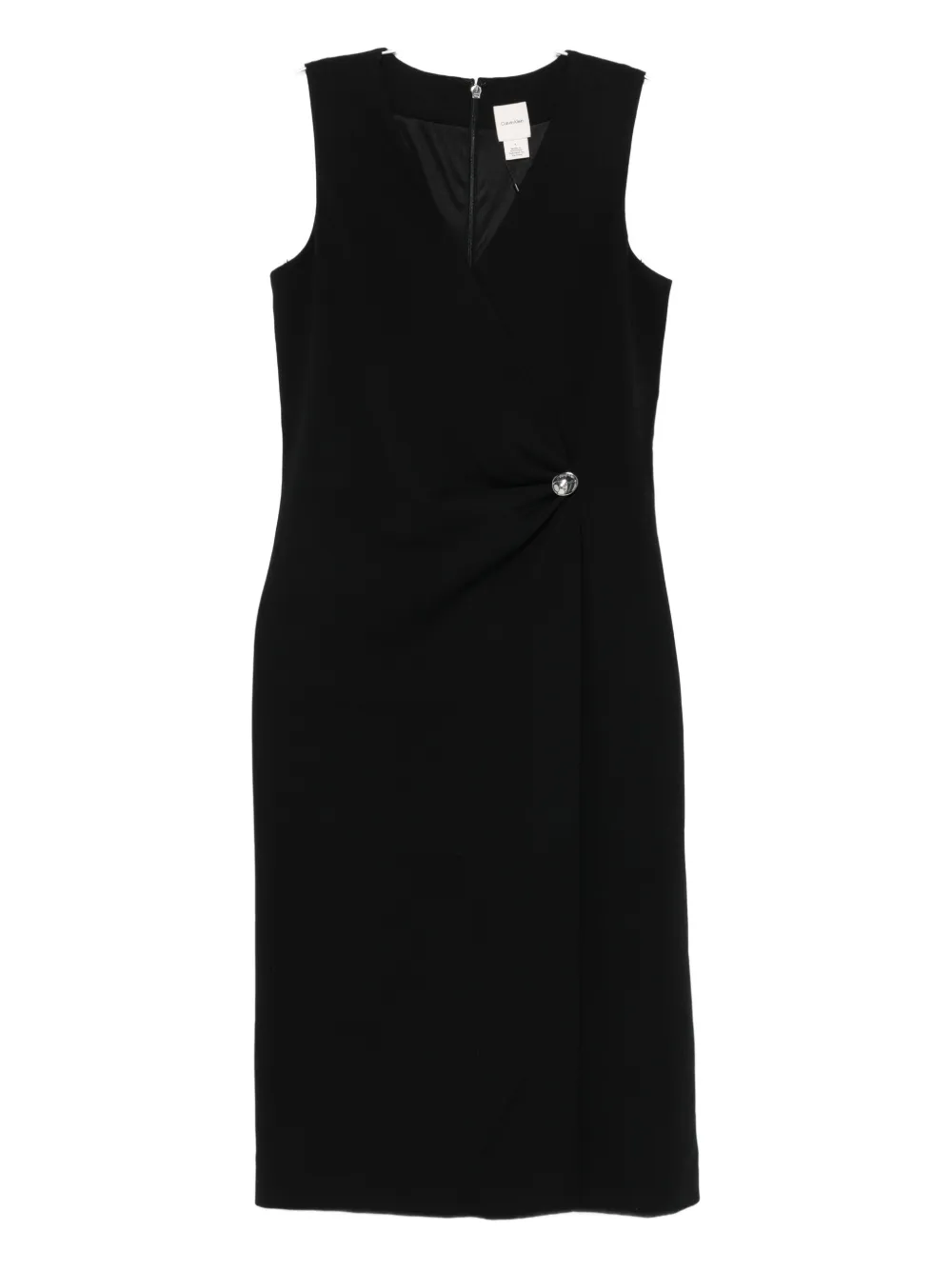 Calvin Klein Sleeveless V-neck Midi Dress In Black