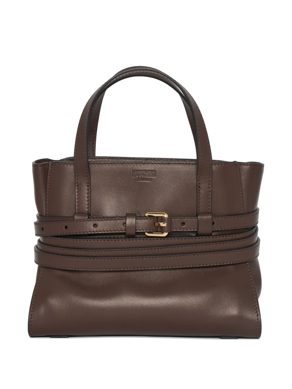 Moschino Tie Me belted top-handle tote bag - Marrone