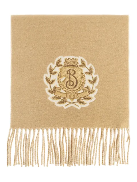 Burberry logo-crest fringed-hem scarf
