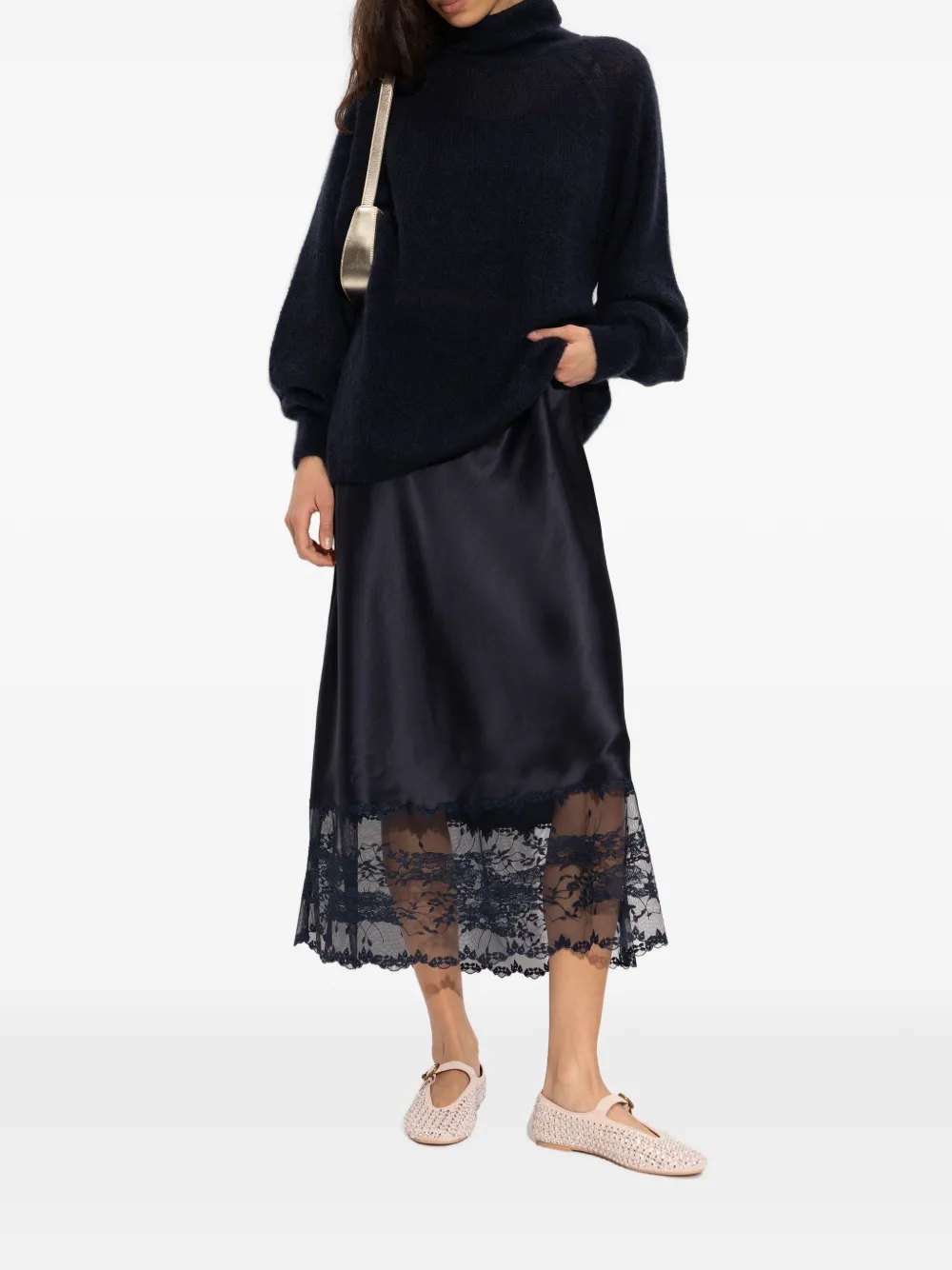 Kurt Geiger Mayfair Embellished Buckle Ballet Flat In Pink