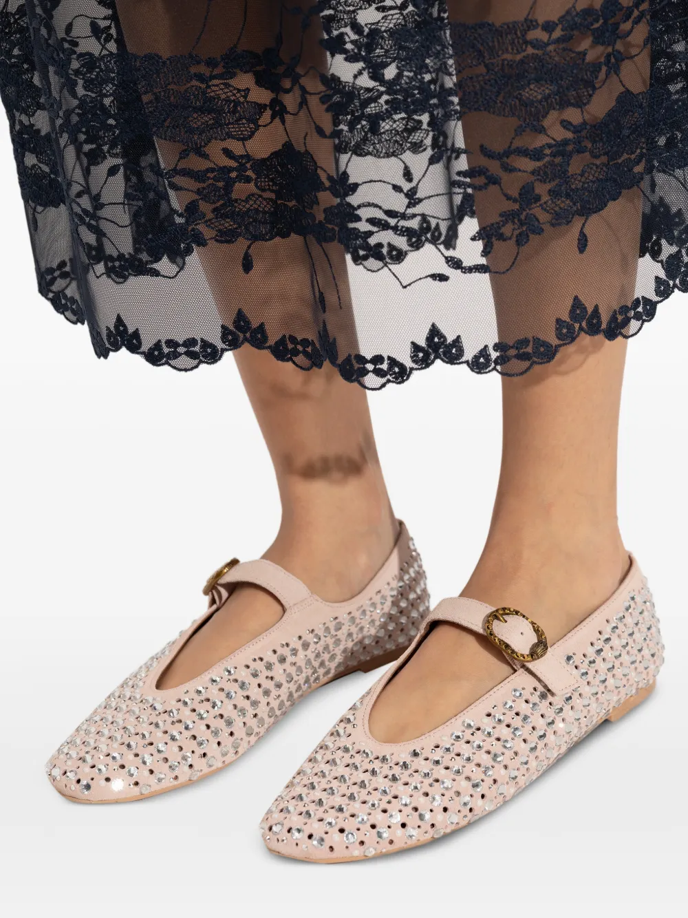 Kurt Geiger London Mayfair ballerina's met verfraaide gesp Roze