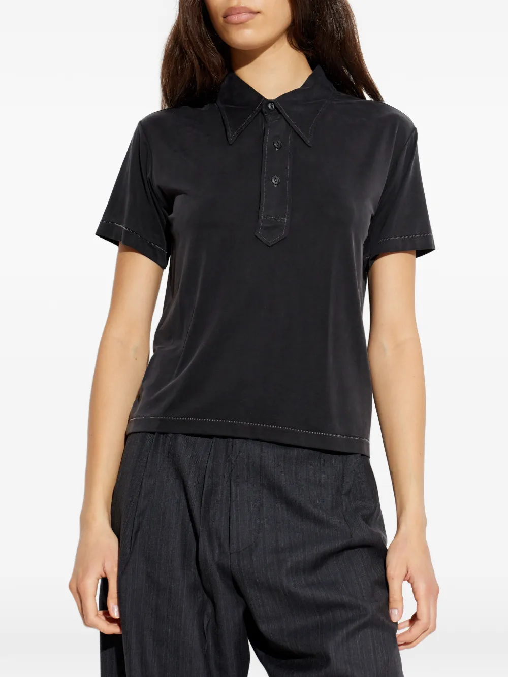 Maison Margiela Polotop met korte mouwen en knopen Zwart