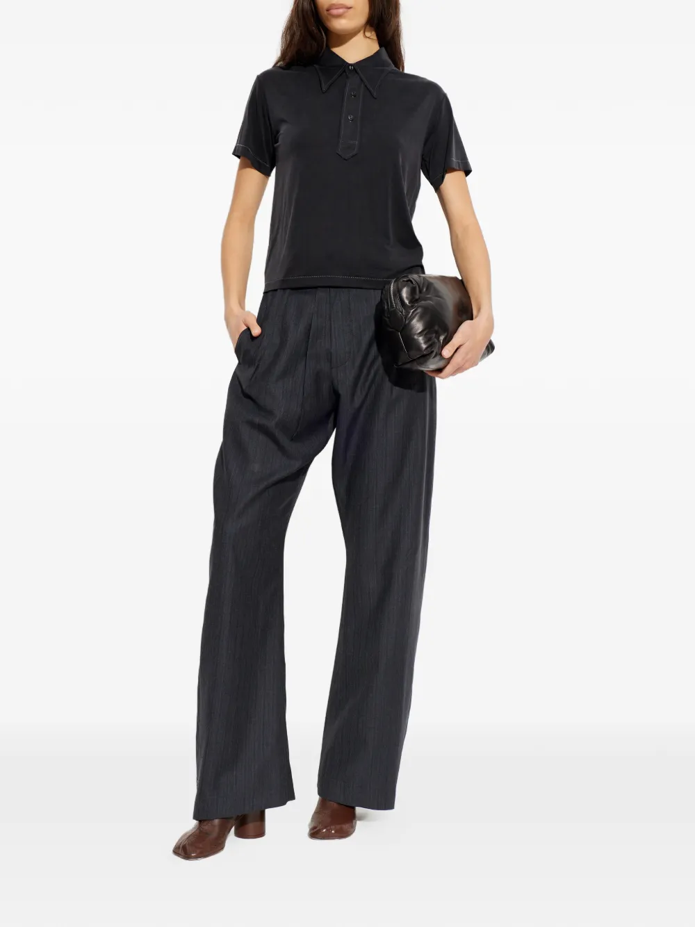 Maison Margiela button short-sleeve polo top - Zwart