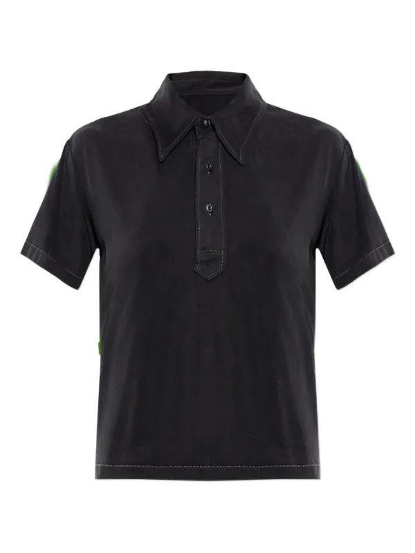 Maison Margiela Four Stitch-detail Polo Top in Black