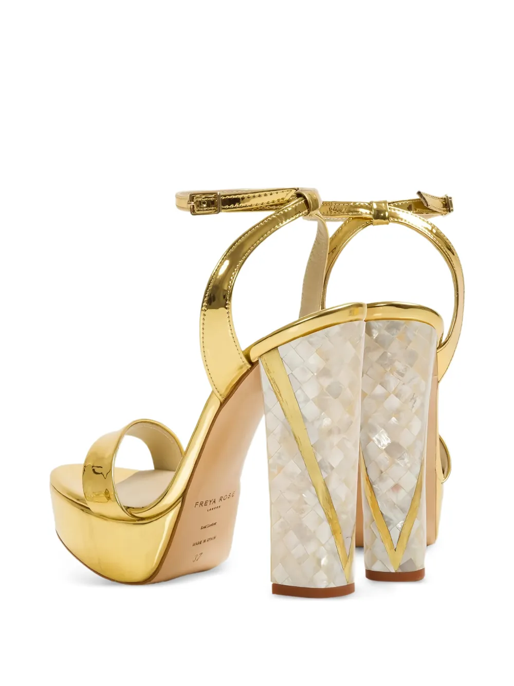 FREYA ROSE Tyra sandalen met blokhak Goud