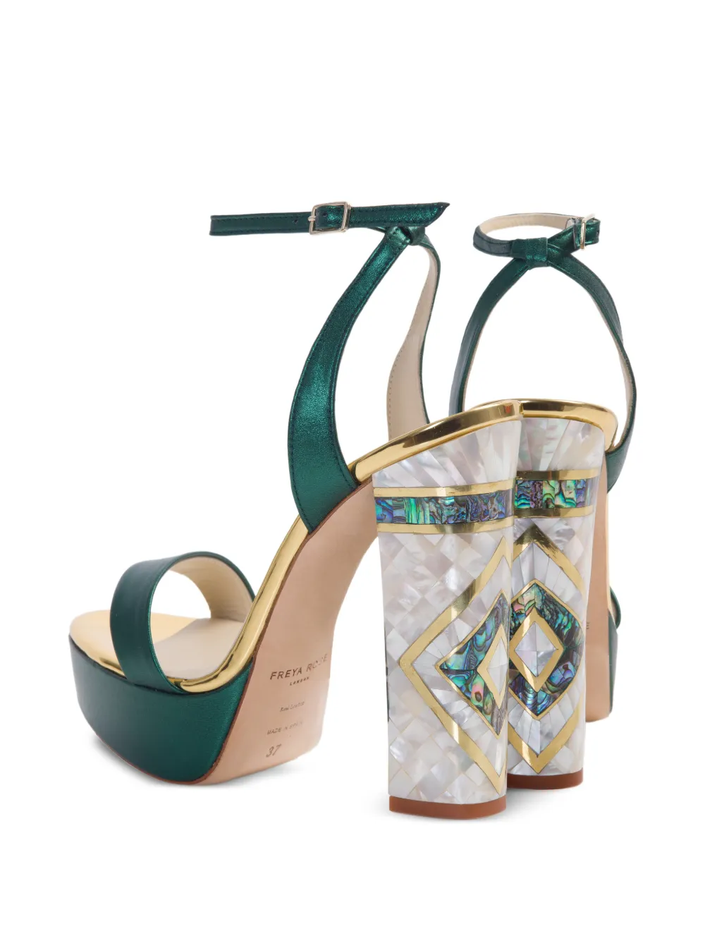 FREYA ROSE Arte sandalen met enkelbandje en hak Groen