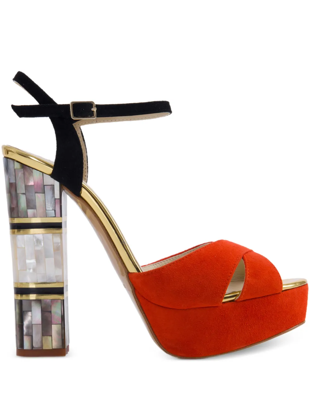 FREYA ROSE Suki embellished-heel sandals - Orange